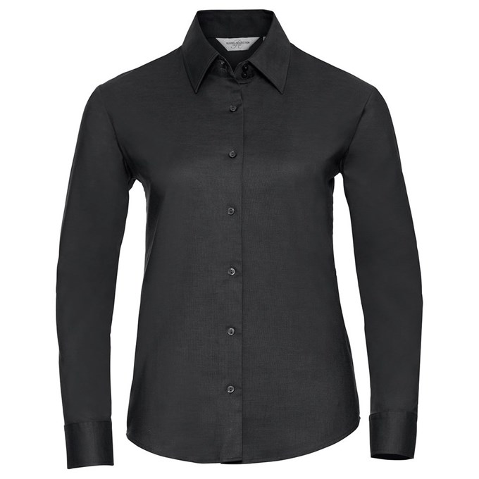 Women's long sleeve easycare Oxford shirt Black