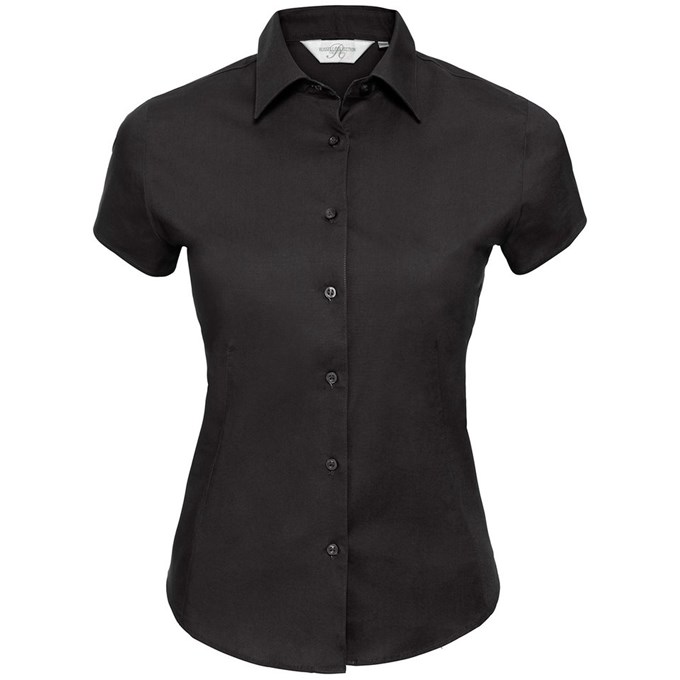 Women's short sleeve easycare fitted stretch shirt Black