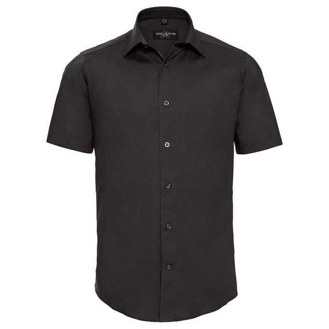 Short sleeve easycare fitted shirt Black