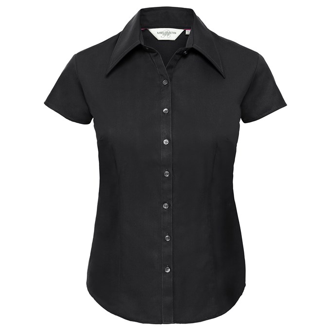 Women’s cap sleeve Tencel® fitted shirt Black
