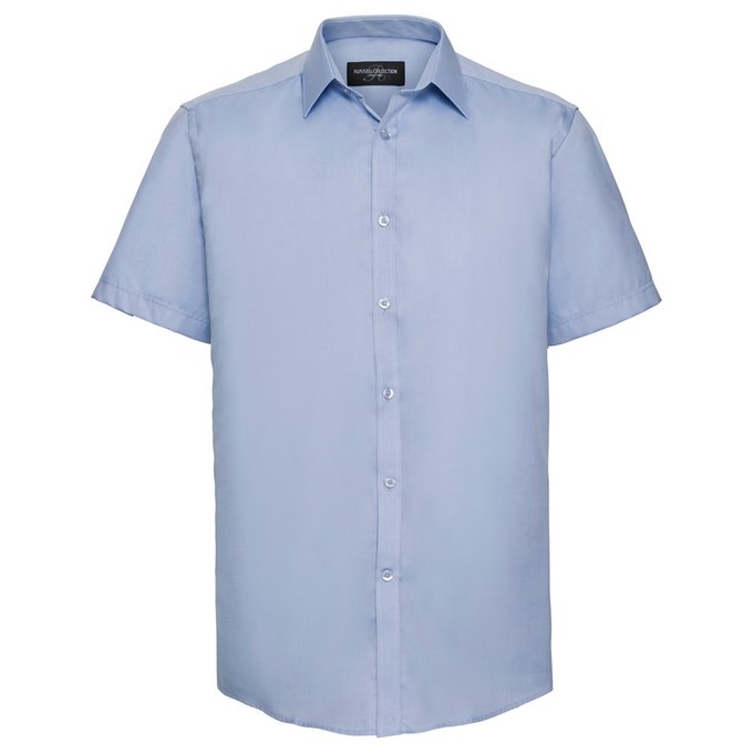 Short sleeve herringbone shirt Light Blue