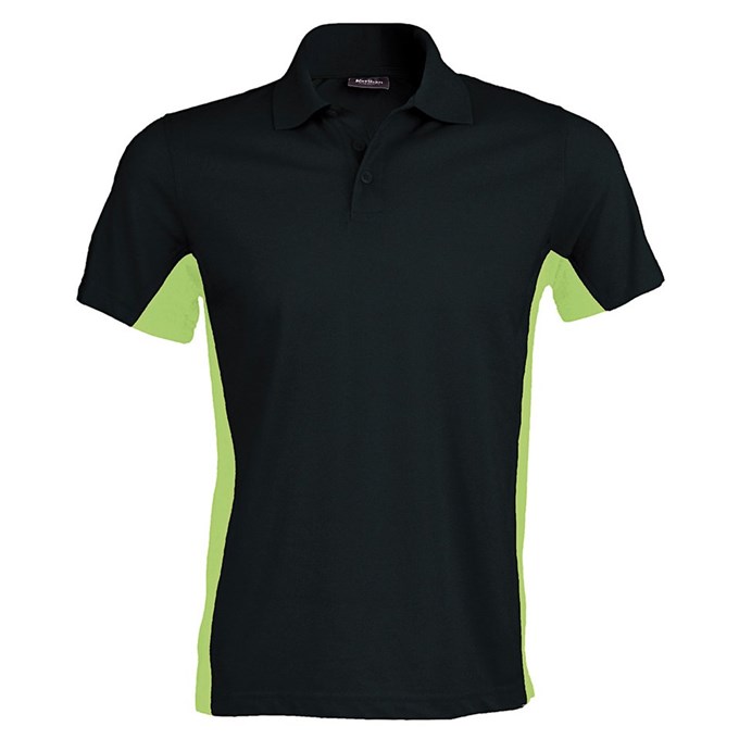 Flags short sleeve bi-colour polo shirt Black/ Lime
