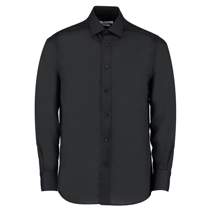 Tailored business shirt long sleeved Black