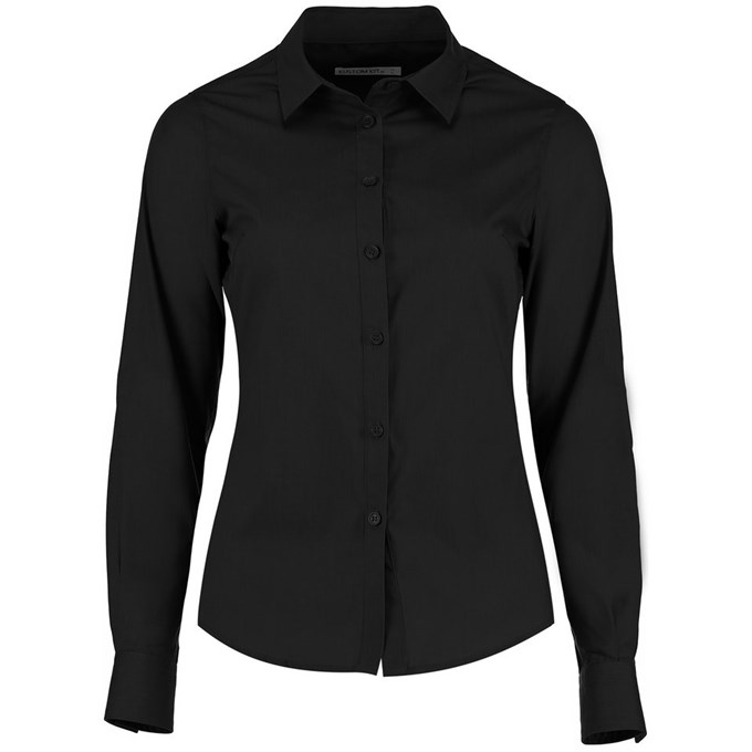 Women's poplin shirt long sleeve KK242 Black