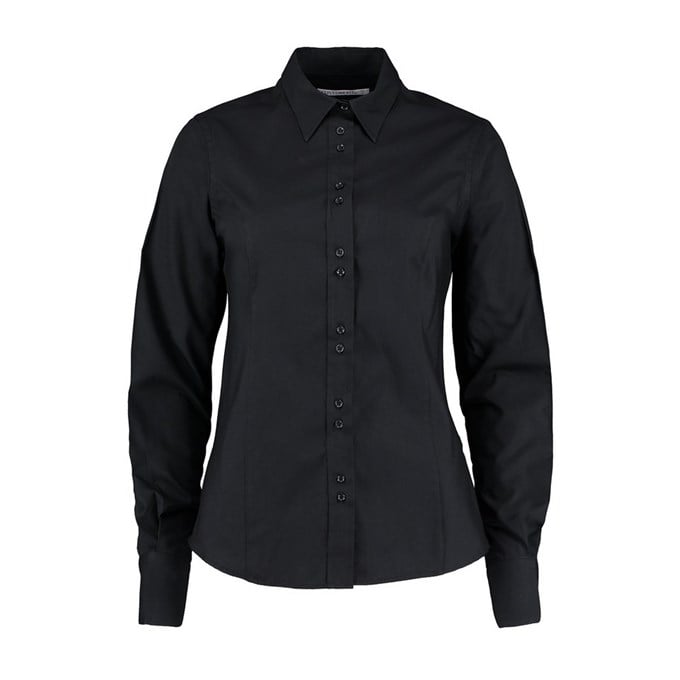 Women's city business blouse long sleeve Black