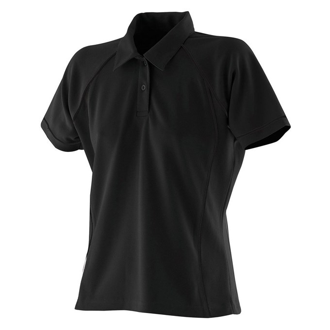 Women's piped performance polo Black/ Black