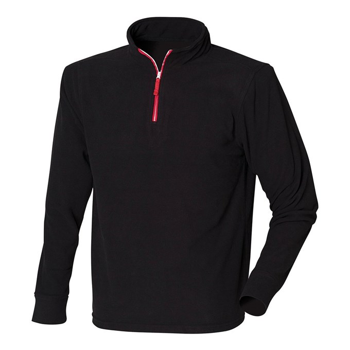 ¼ zip long sleeve fleece piped Black / Red / White