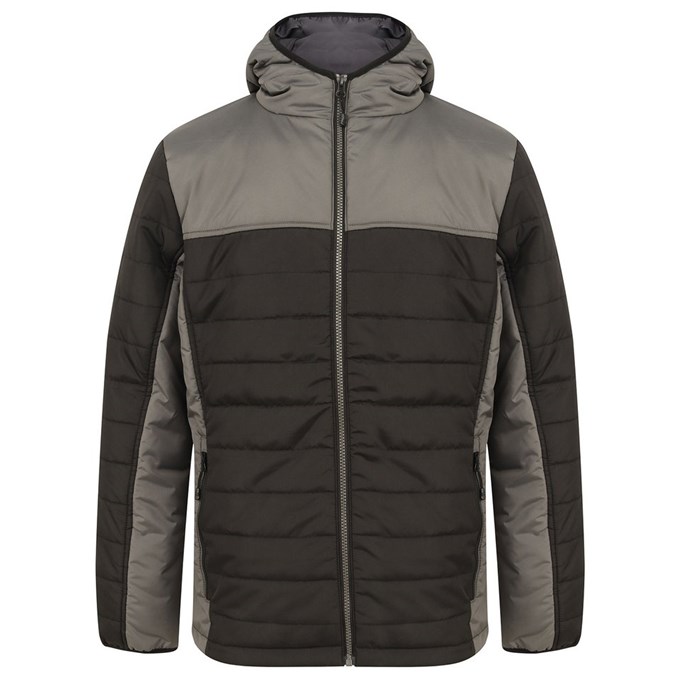 Hooded contrast padded jacket LV660BKGU2XL Black/ Gunmetal Grey