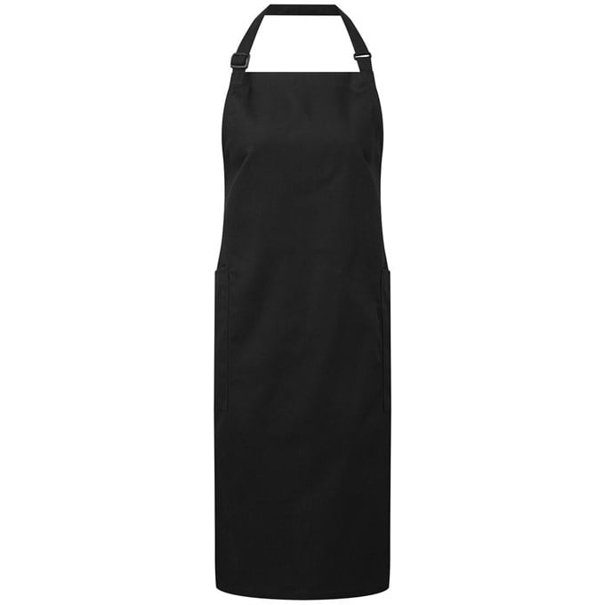 Recycled polyester and cotton bib apron, organic and Fairtrade certified PR120 Black