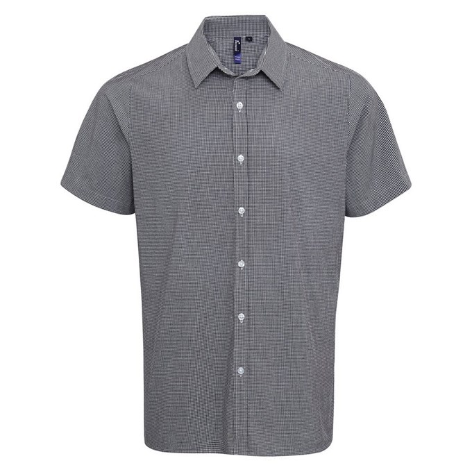 Premier Men's Microcheck (Gingham) Cotton Short Sleeve Shirt PR221
