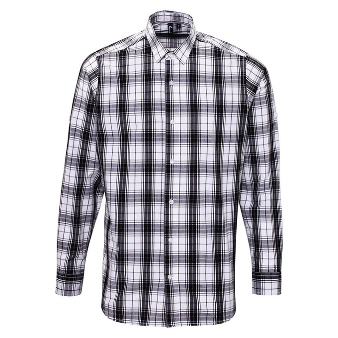 Premier Men's Ginmill Check Cotton Long Sleeve Shirt PR254