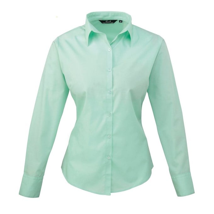 Women's poplin long sleeve blouse Aqua