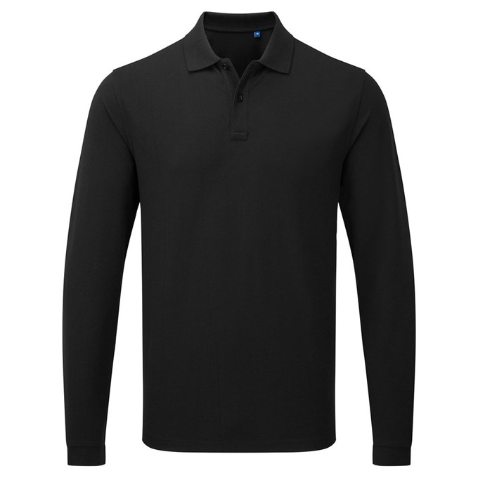 Unisex long sleeve polo shirt, powered by HeiQ Viroblock PR997 Black