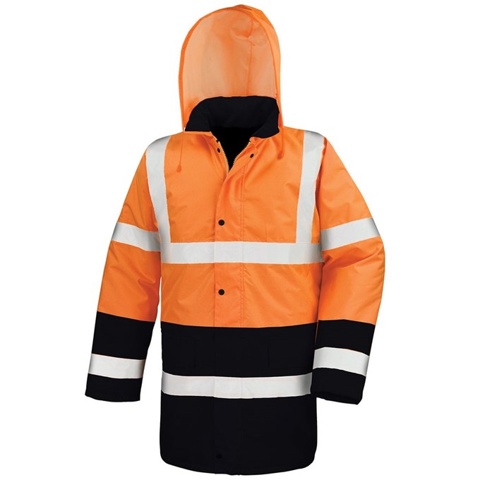 Motorway two-tone safety coat R452XFOBK2XL Fluorescent Orange/ Black
