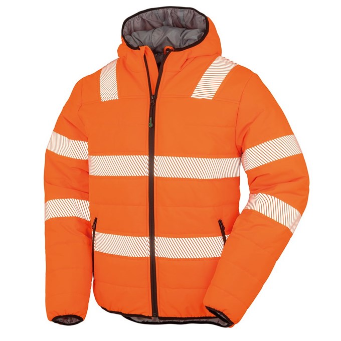 Recycled ripstop padded safety jacket R500X Fluorescent Orange