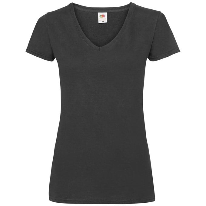 Lady-fit valueweight v-neck tee Black