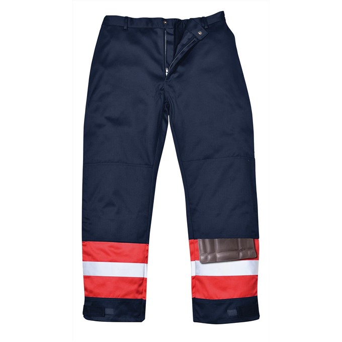 Portwest BizFlame Plus Flame Resistant High Vis Tape Trousers -Navy/Red