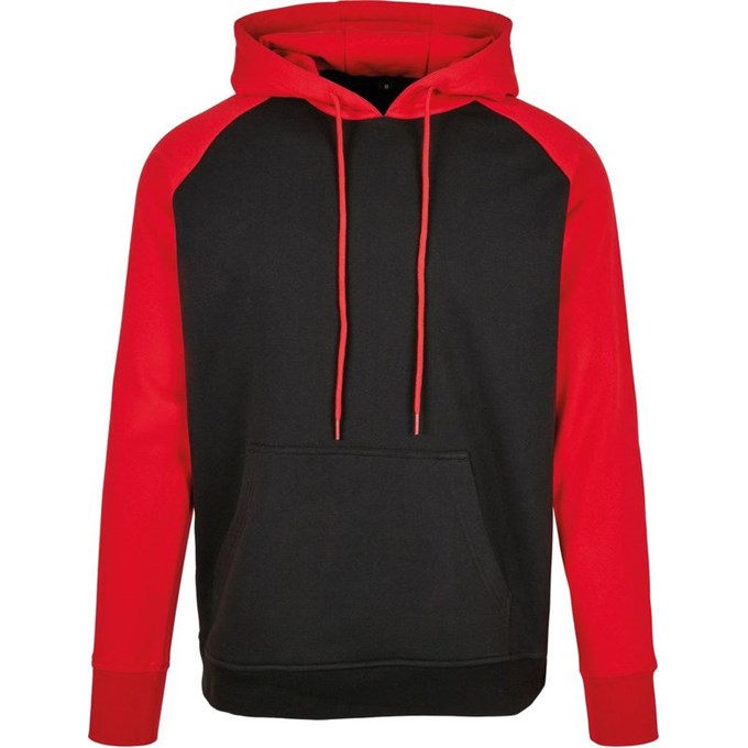 Basic raglan hoodie BB005 Black/Red