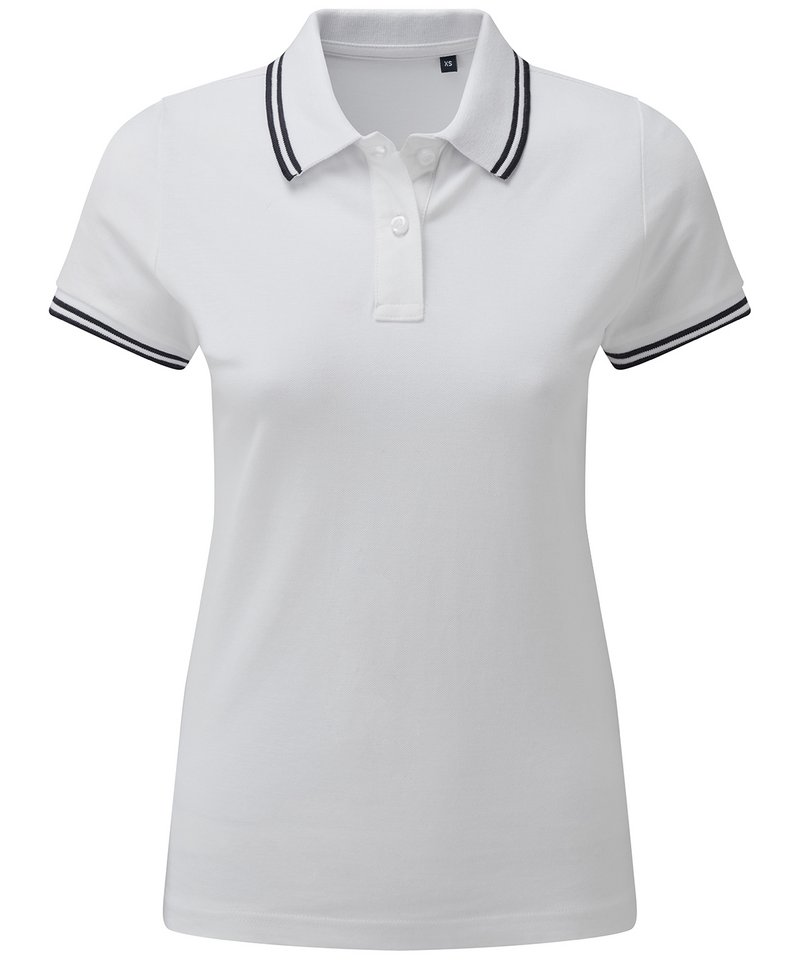 black and white women's polo shirt