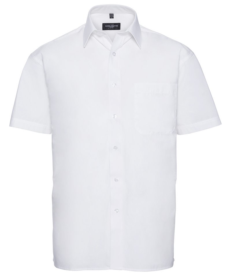 Russell Collection Men's Easycare Short Sleeved Cotton Poplin Shirt J937M