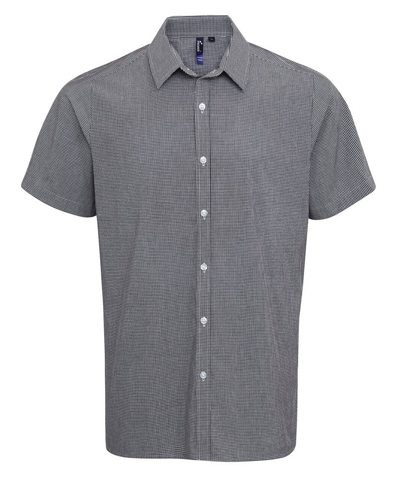 Premier Men's Microcheck (Gingham) Cotton Short Sleeve Shirt