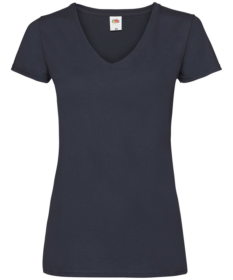 ワタ、5/5 Fruit of the Loom Women's Lady-Fit Valueweight V-Neck T-Shirt SS047